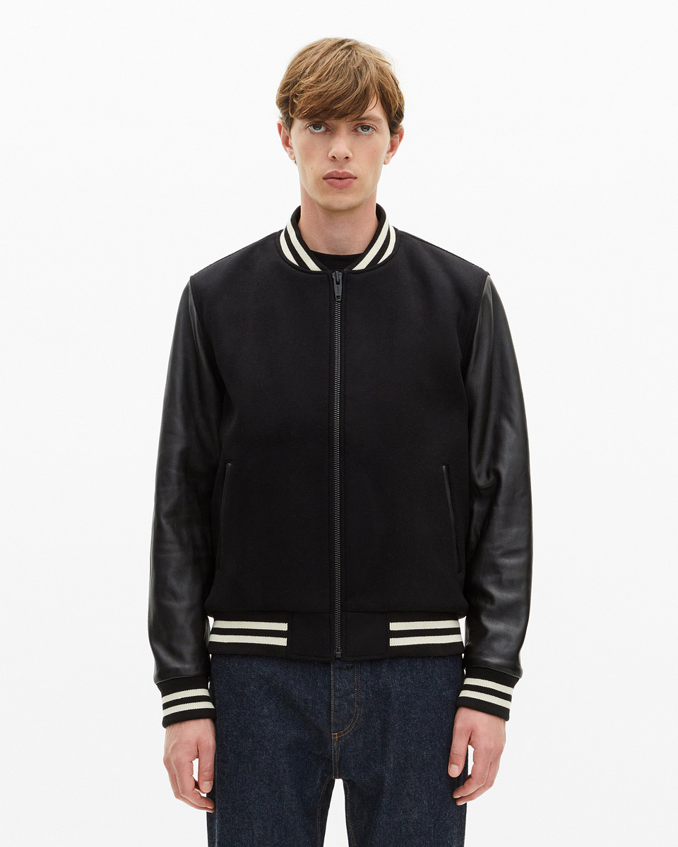 Black varsity wool jacket