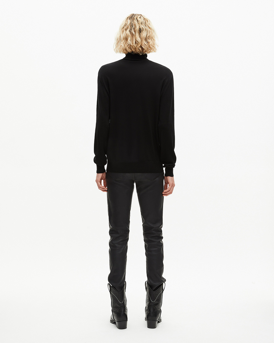Black merino wool turtleneck sweater
