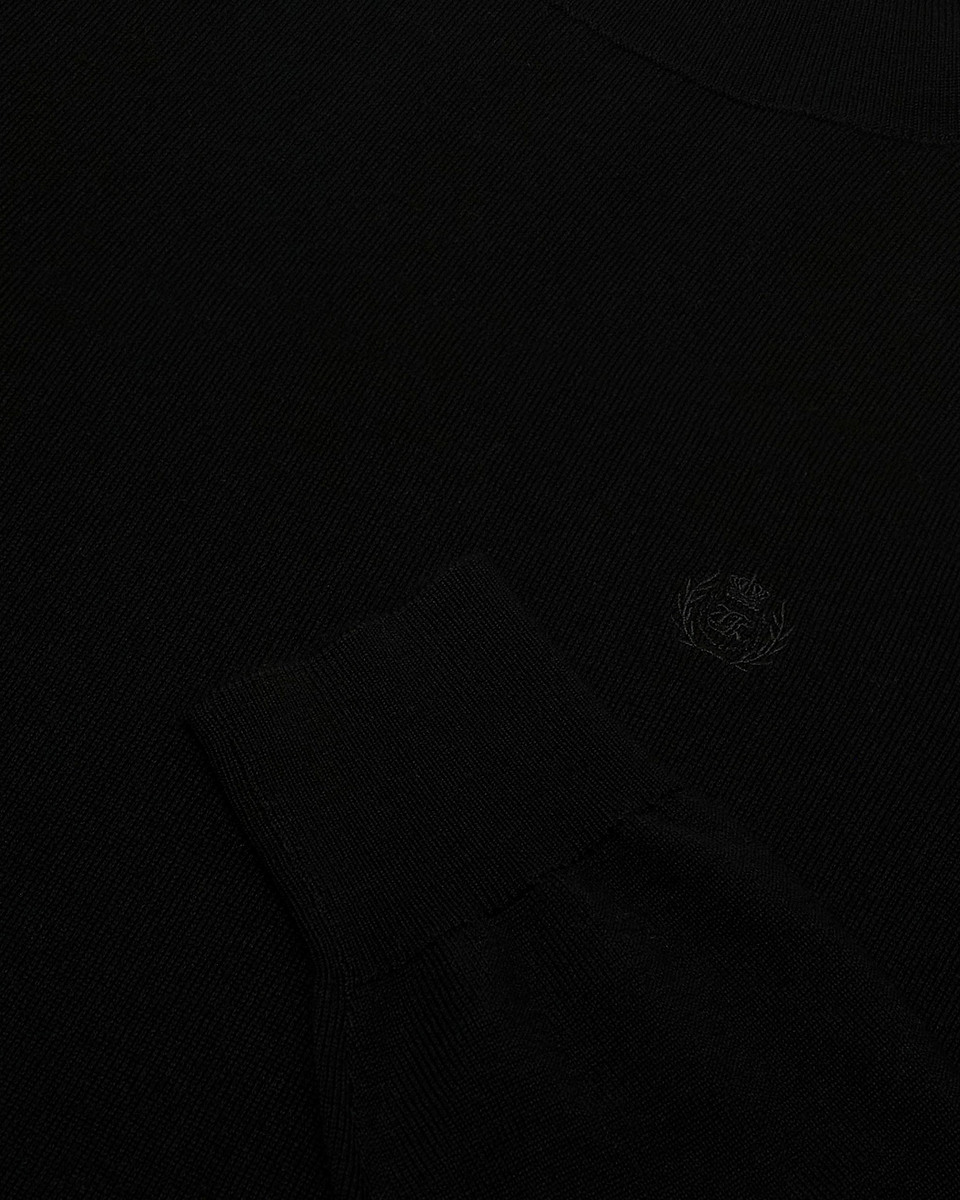 Black merino wool turtleneck sweater