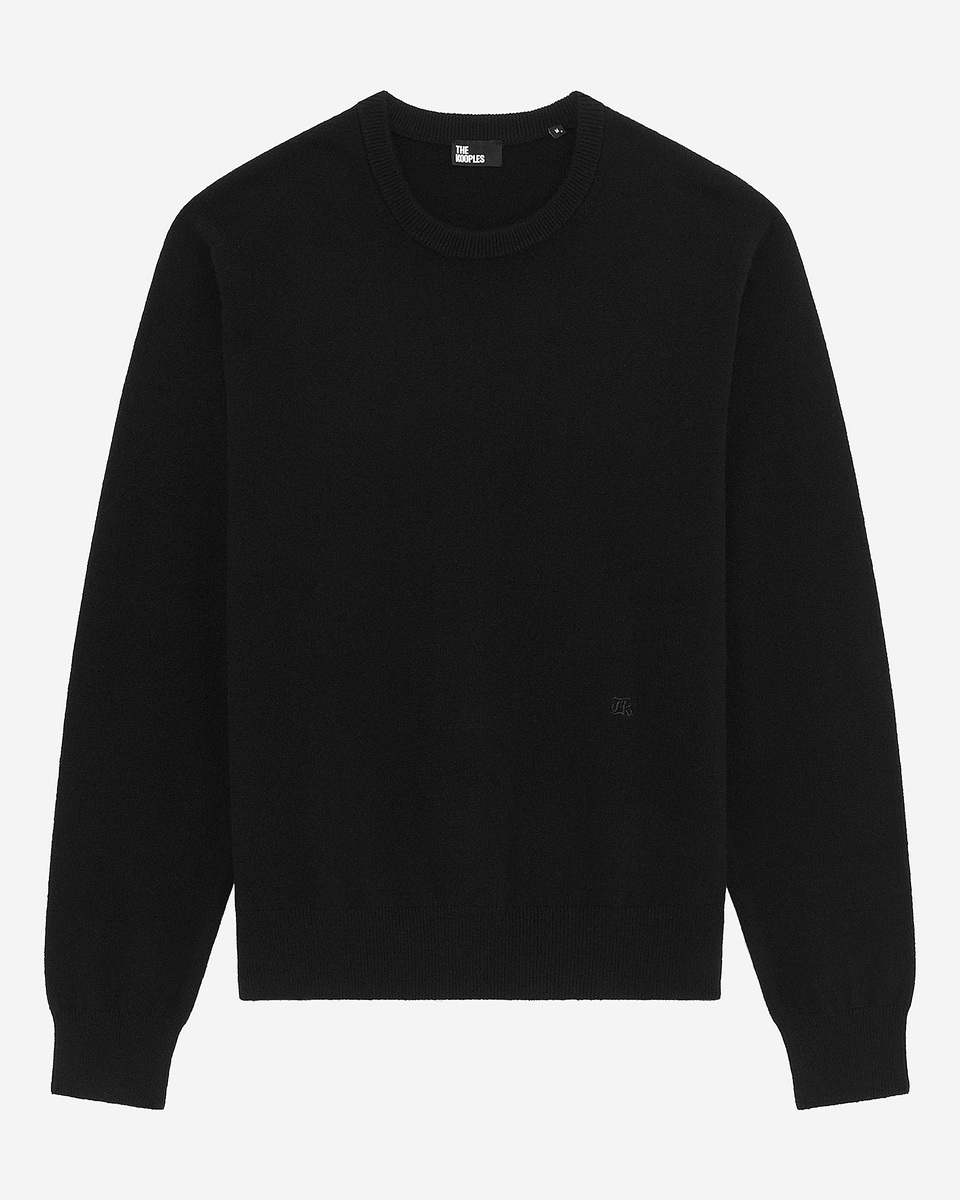 Black cashmere round-neck sweater