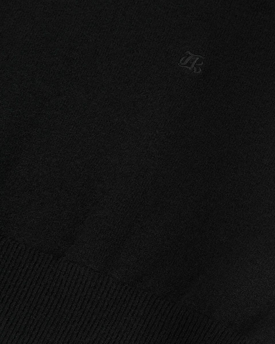 Black cashmere round-neck sweater