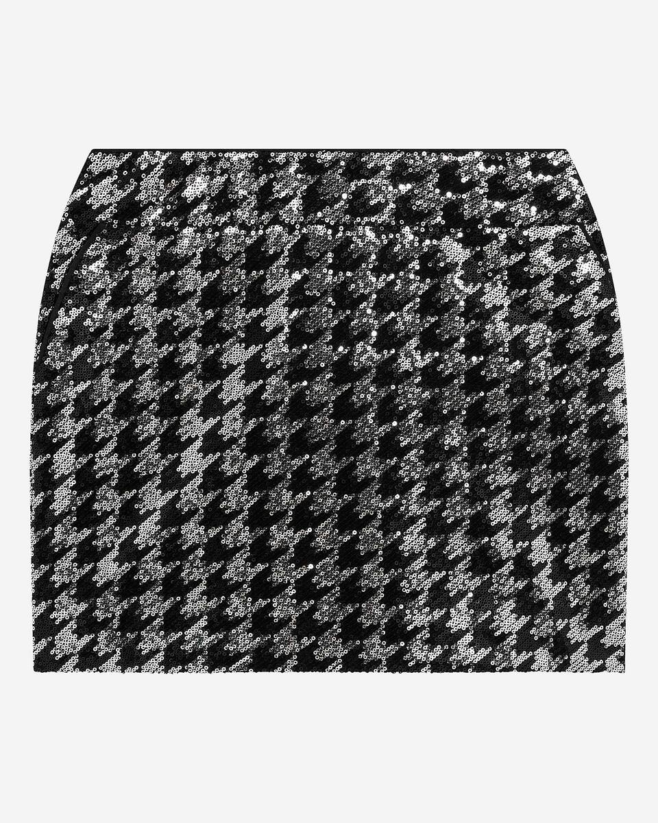 Short houndstooth skirt with black sequins