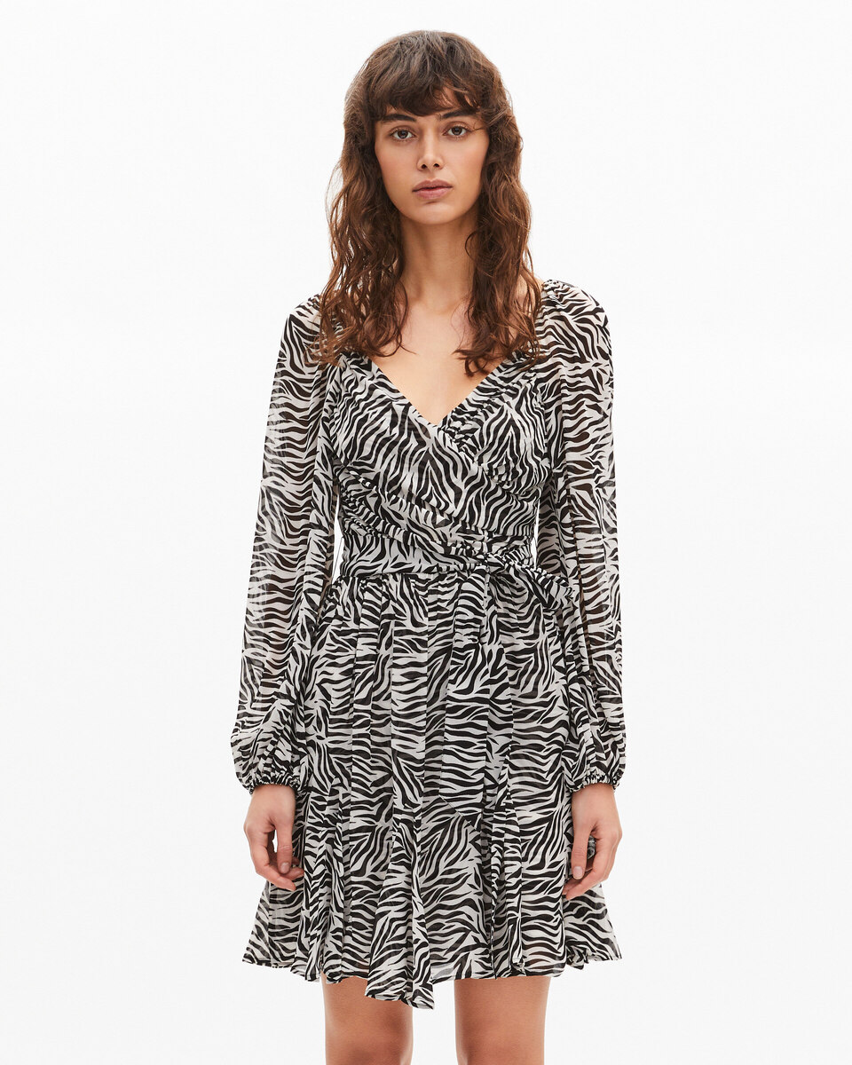 Short zebra print wrap dress