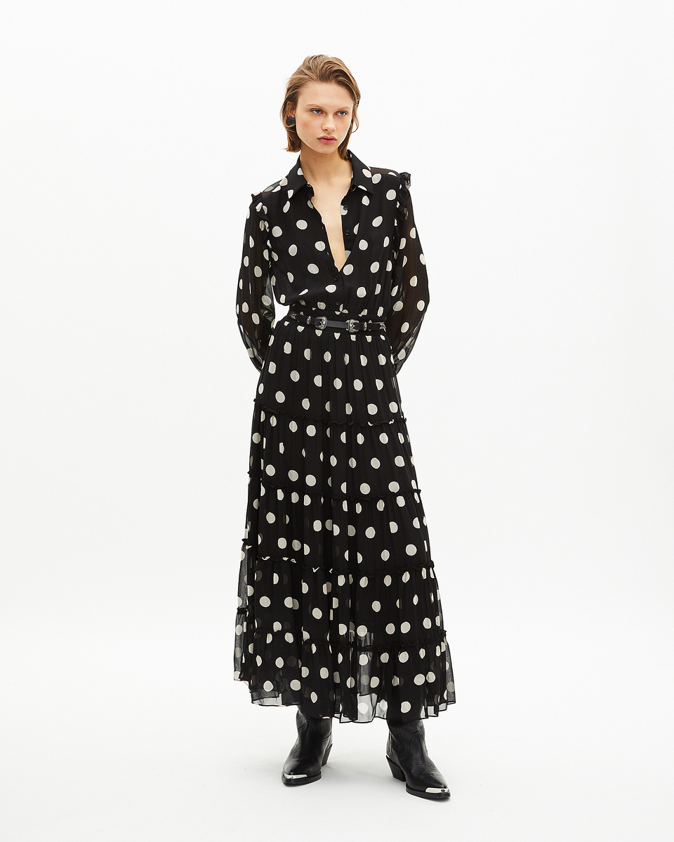 Black polka dot maxi dress