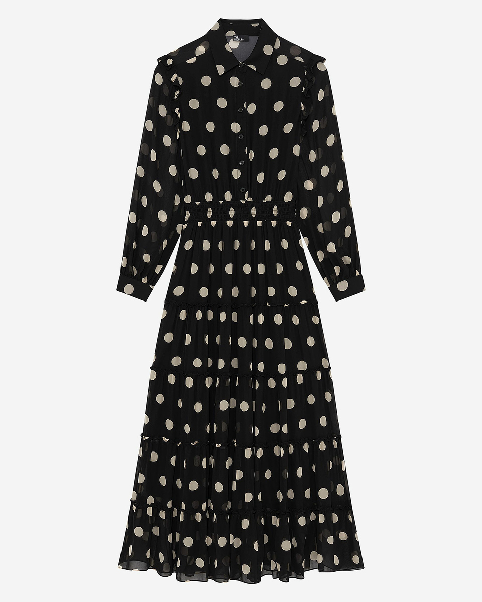 Black polka dot maxi dress