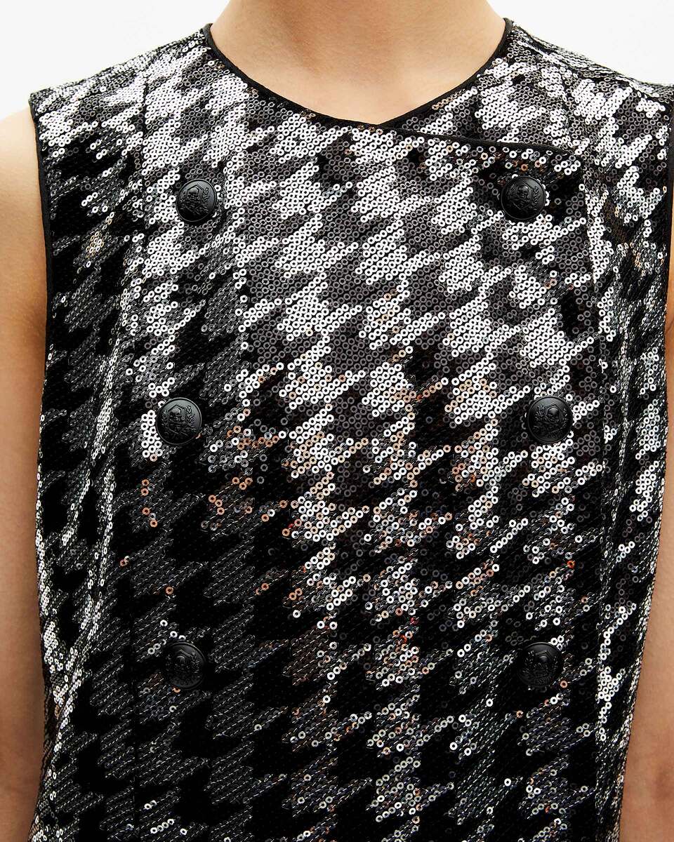 Short houndstooth dress with black sequins