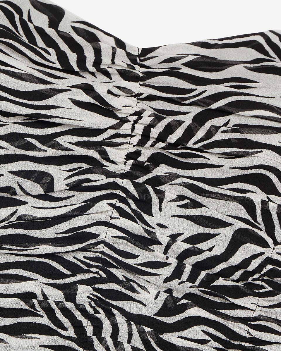 Gathered bustier top with zebra print