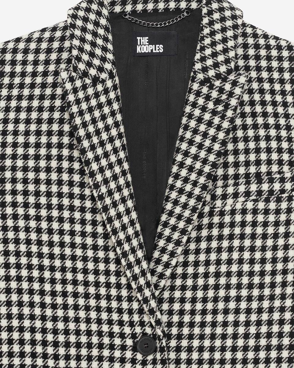Long houndstooth coat in black and white wool