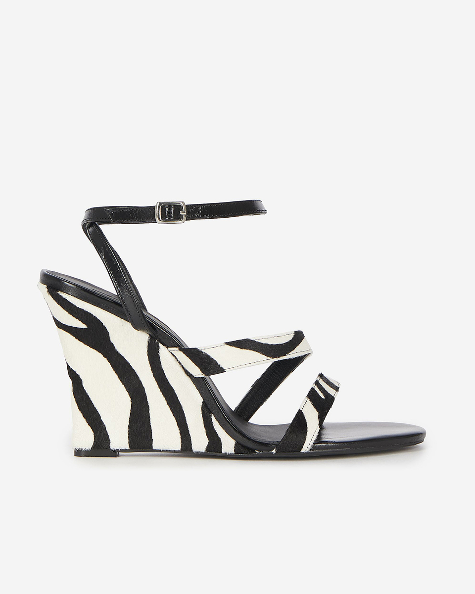 Zebra foal-effect wedge-heeled sandals