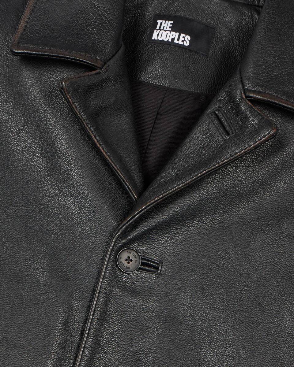 Black leather jacket with tailored collar