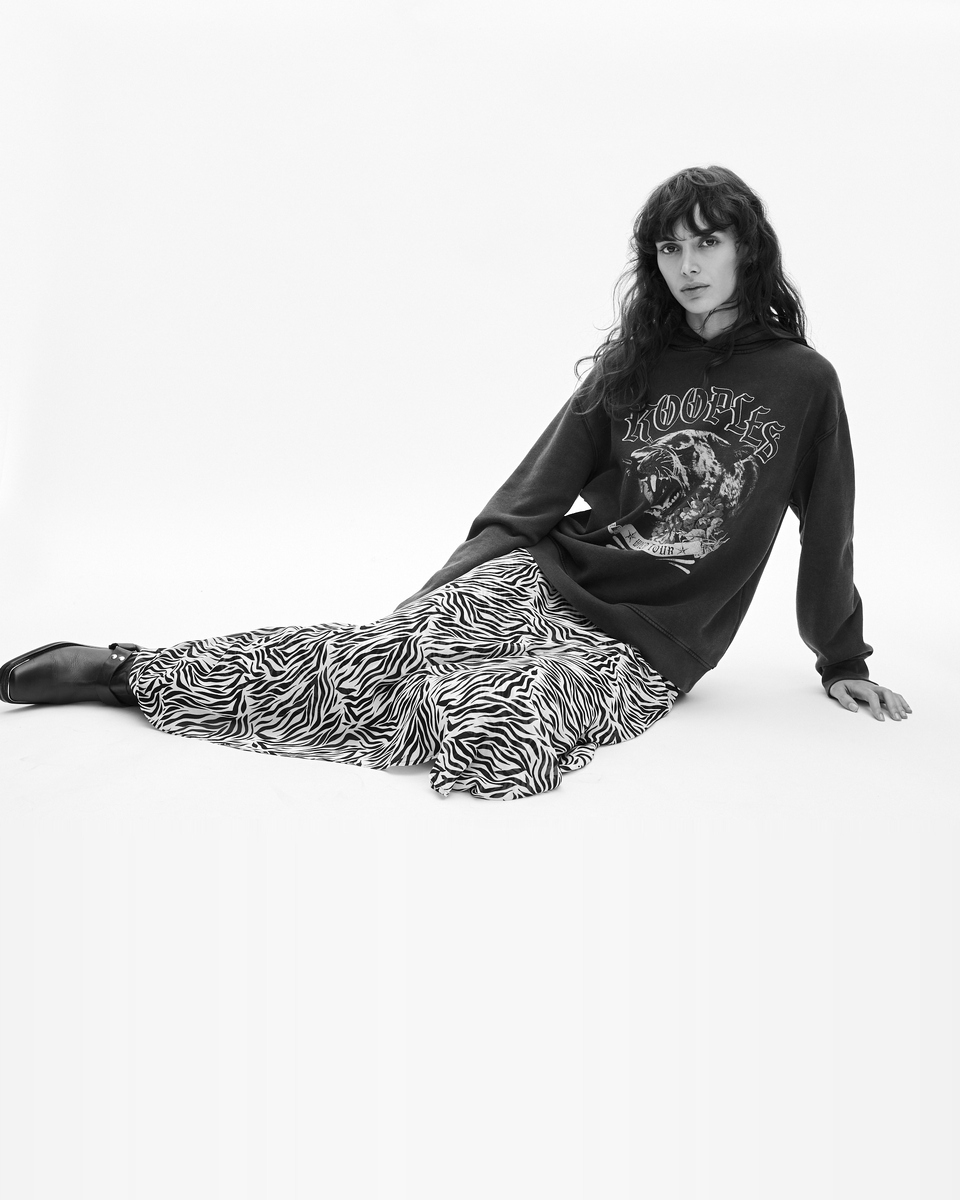 Hooded sweatshirt with black screen print