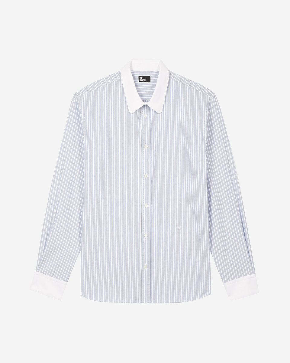 Blue striped shirt with contrasting collar