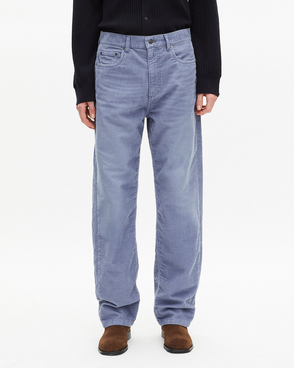 Blue corduroy straight-leg jeans