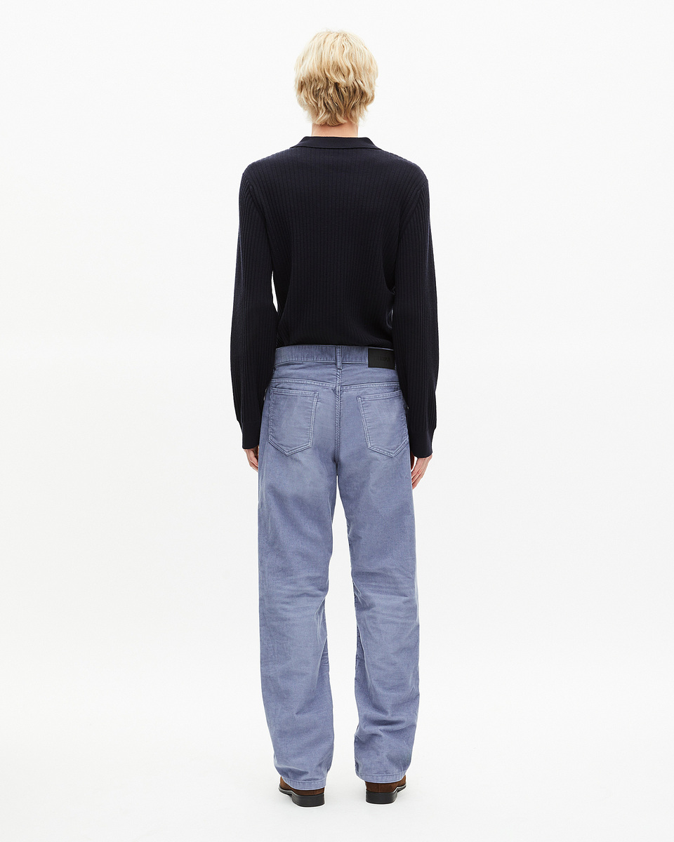 Blue corduroy straight-leg jeans