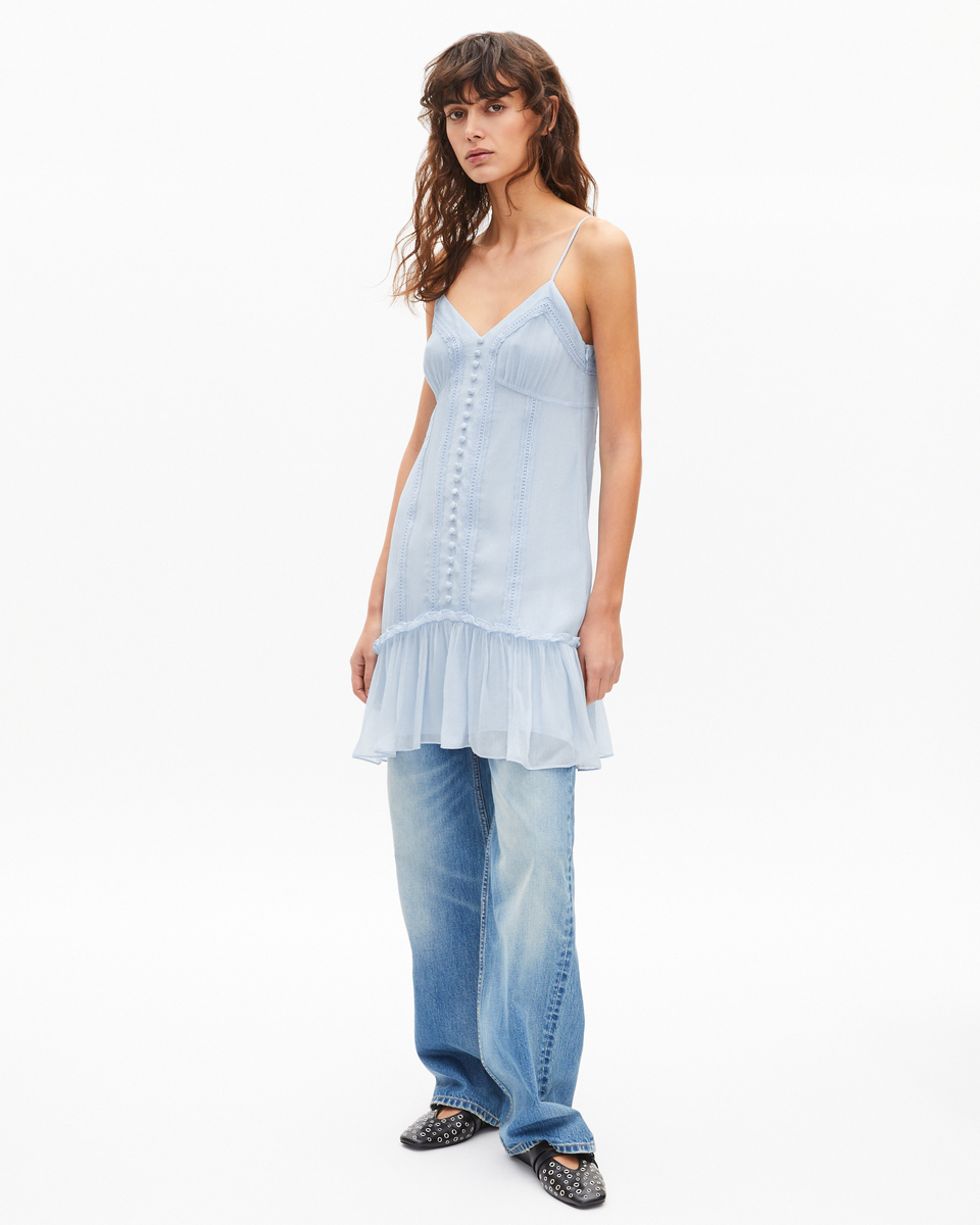 Short dress with blue lace detail
