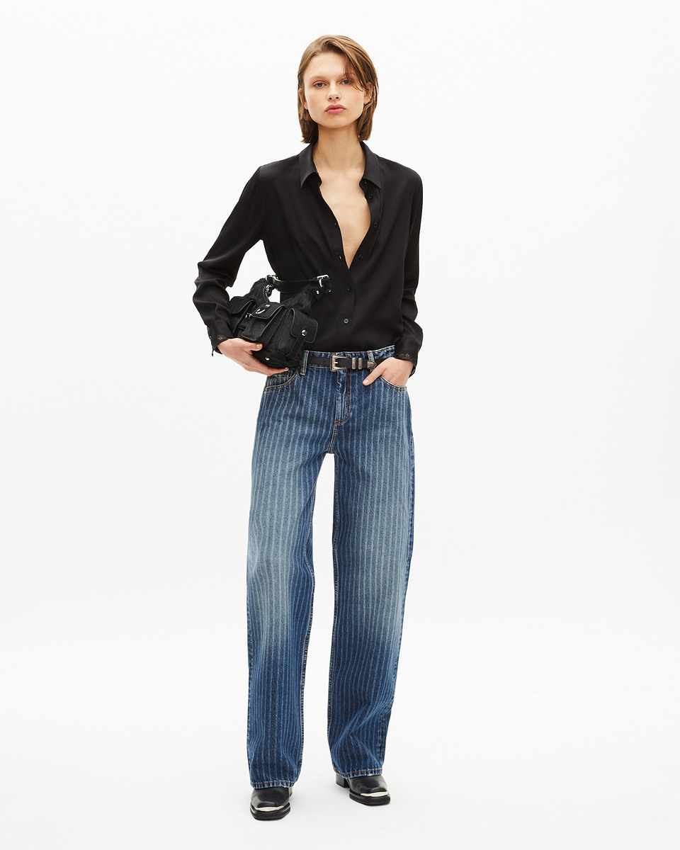 Blue pinstripe jeans