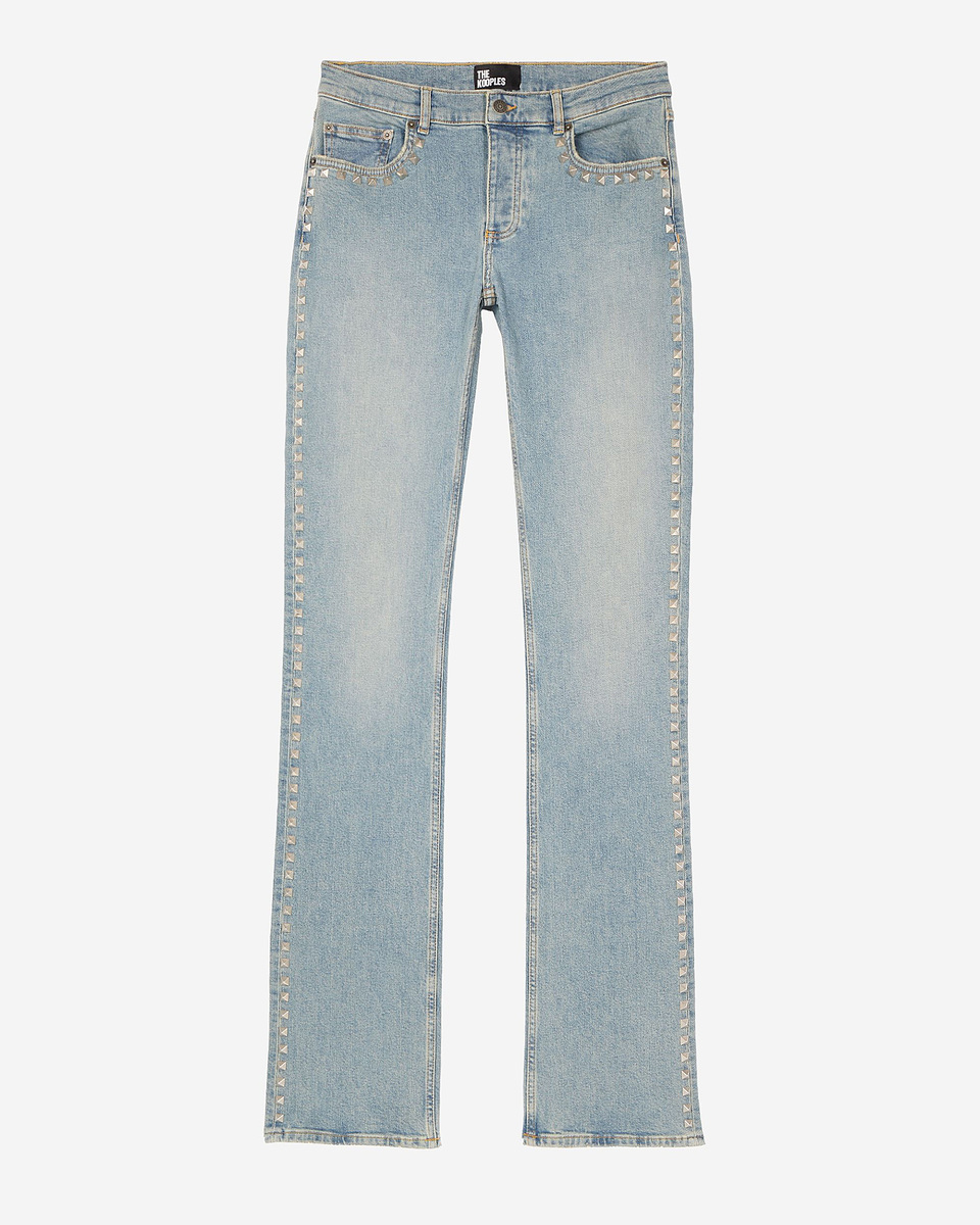 Long slim jeans with blue studs