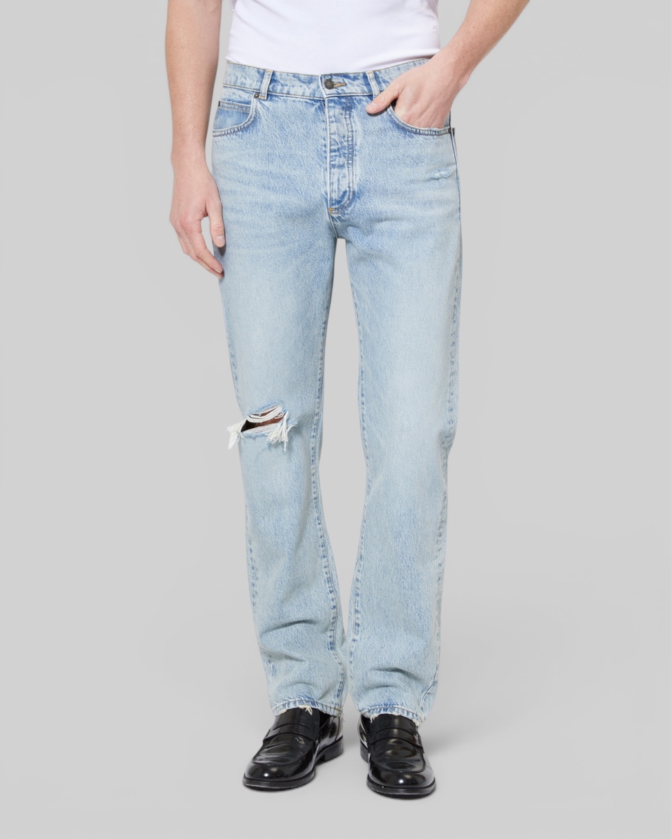 Light blue washed straight jeans