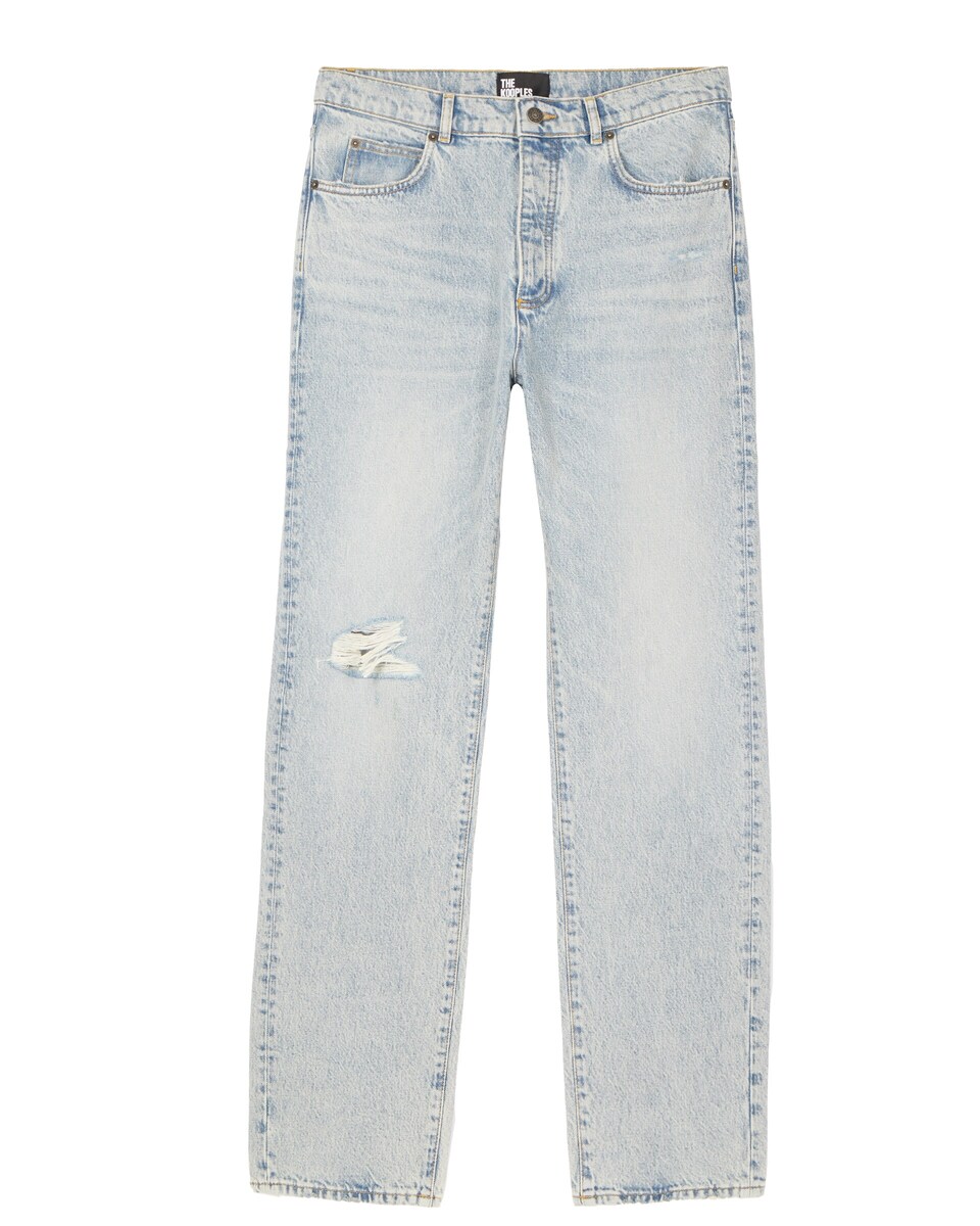 Light blue washed straight jeans