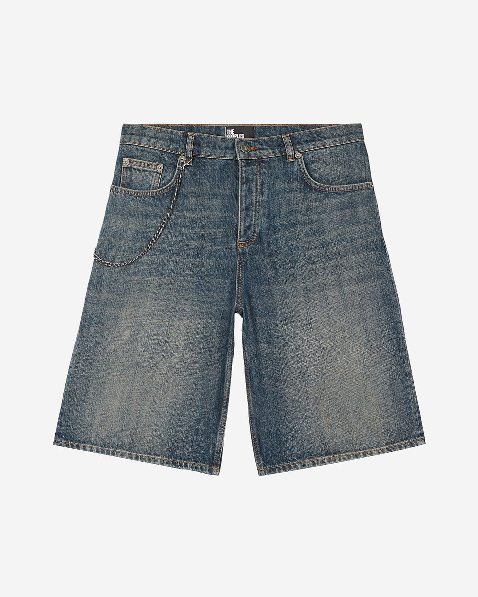 Denim shorts with blue chain