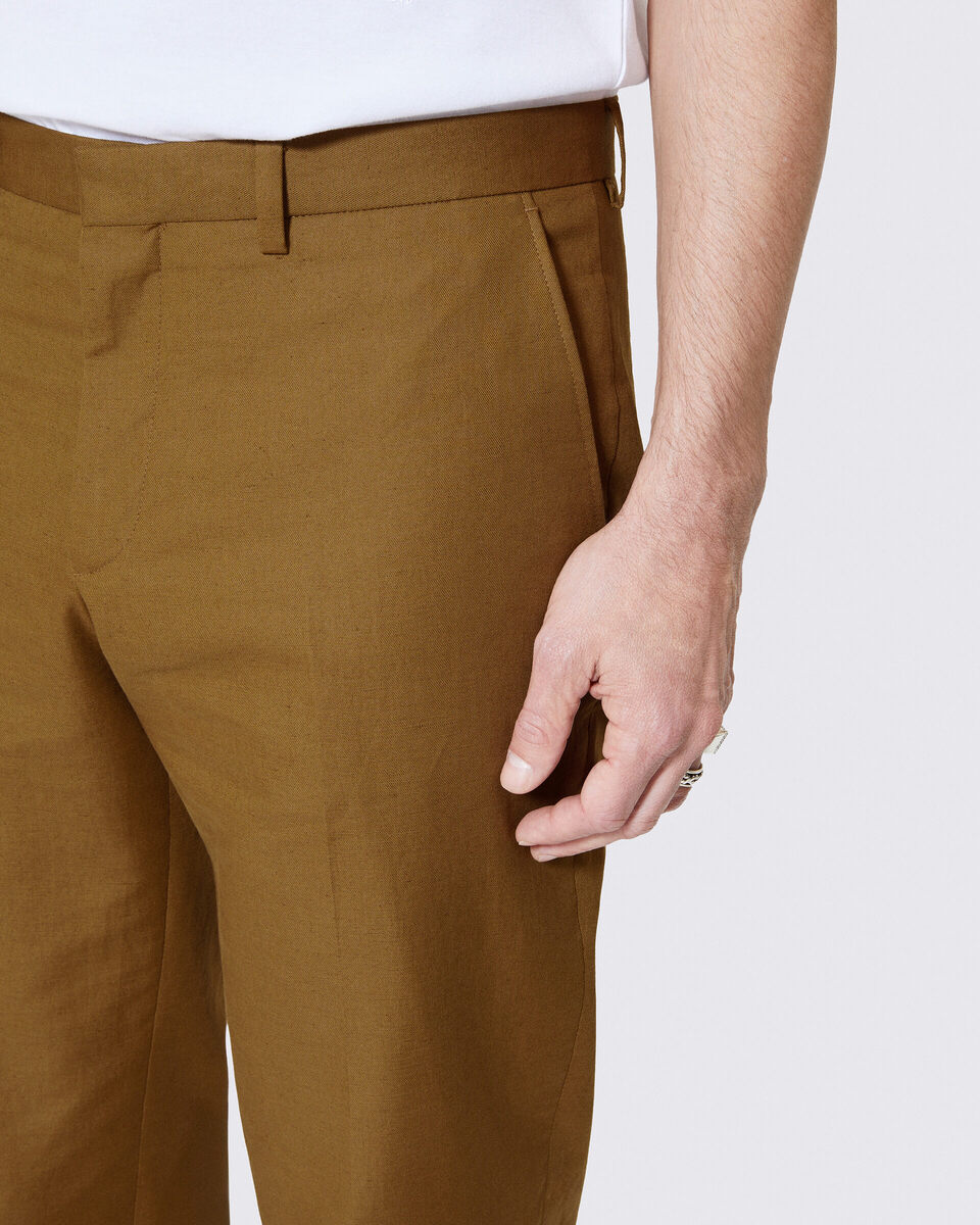 Cotton linen suit pants bronze