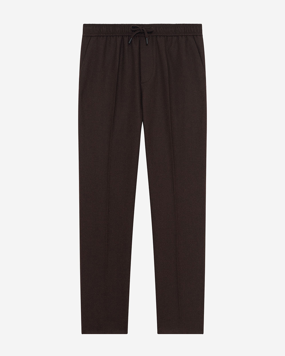 Brown wool straight pants