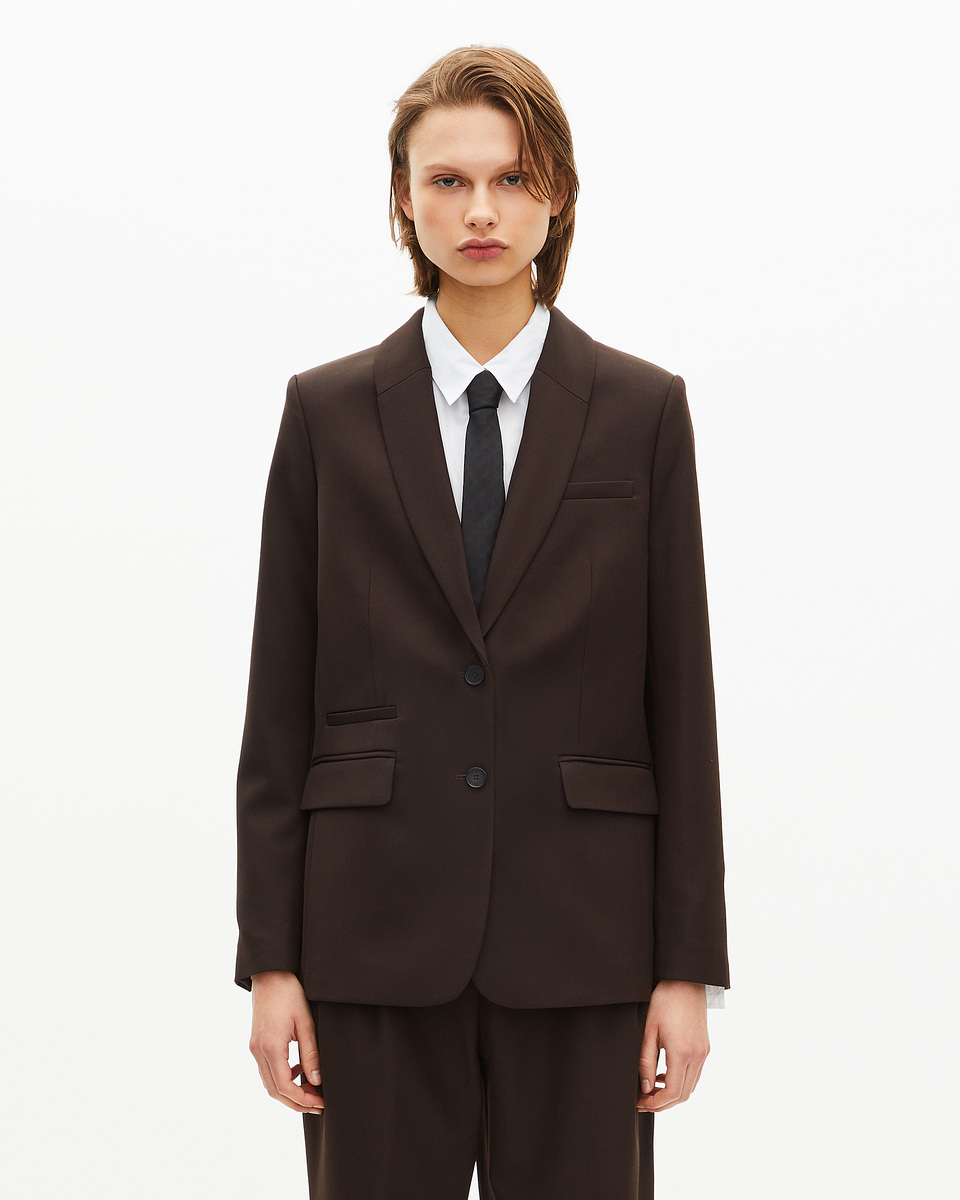 Brown wool-blend suit jacket