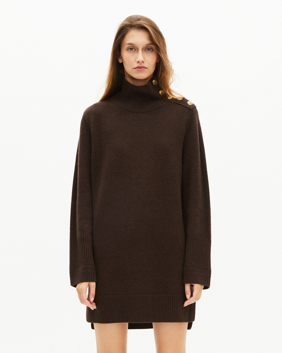 Short dress in brown wool