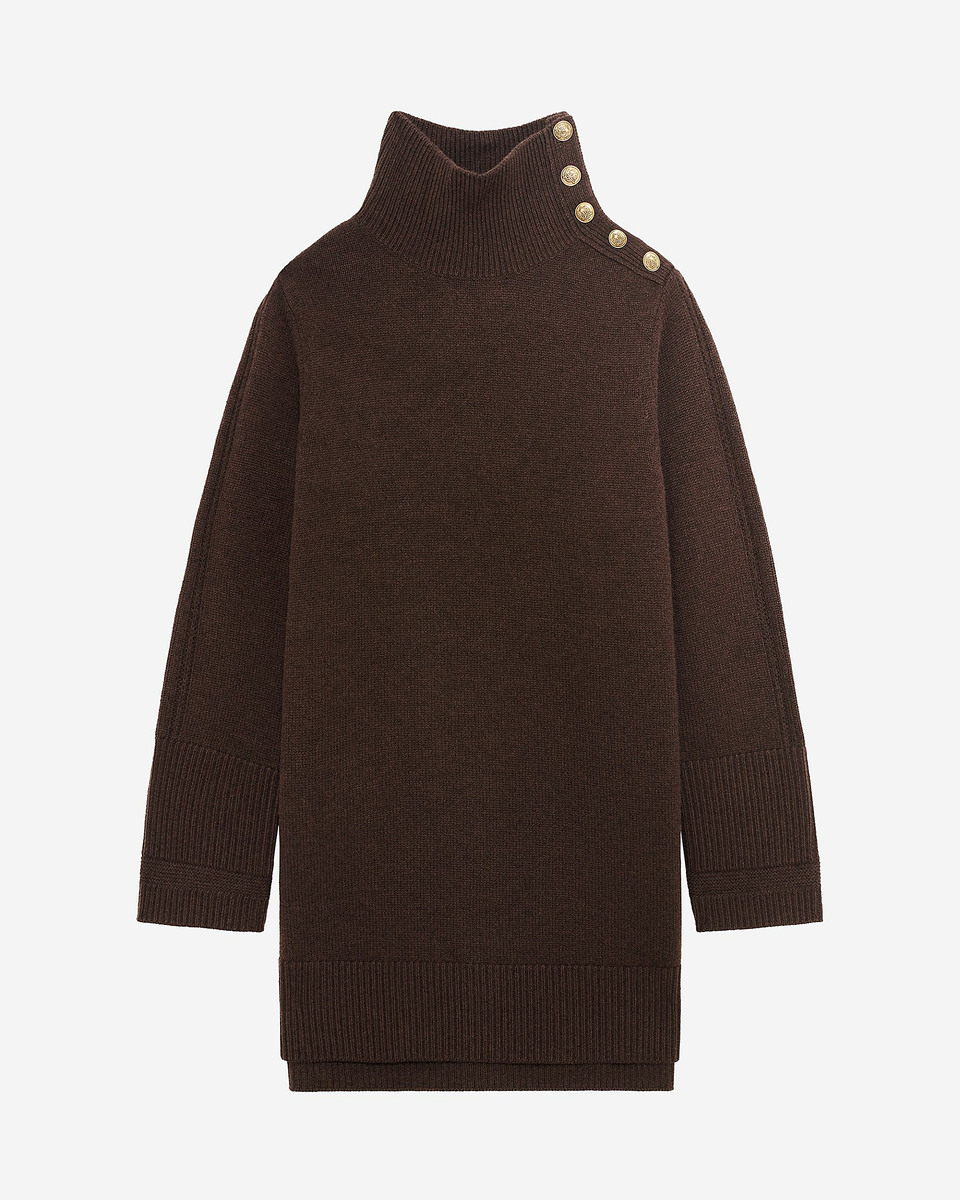 Short dress in brown wool