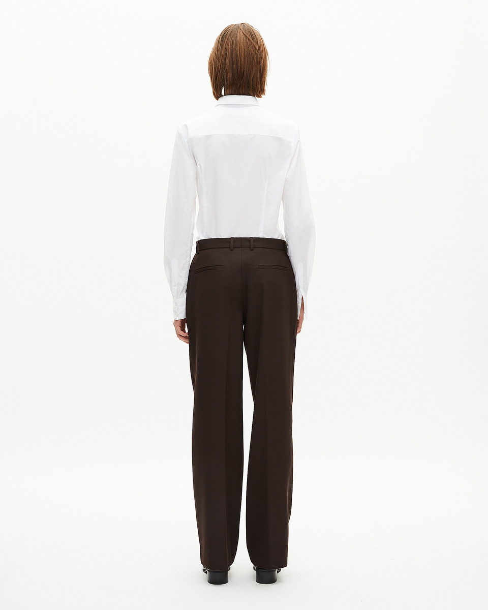 Brown wool blend wide-leg tailored pants