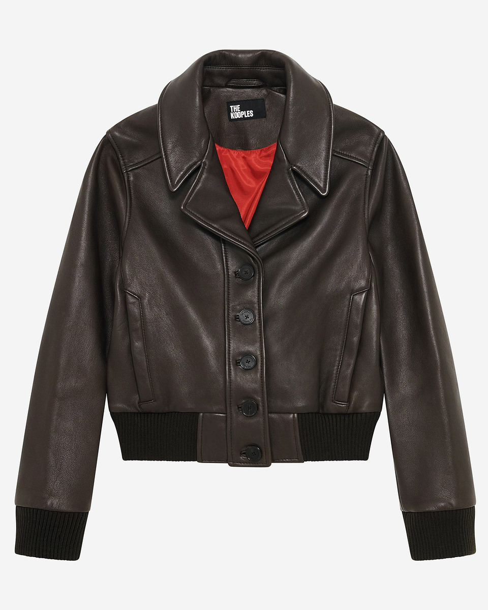 Short brown leather jacket