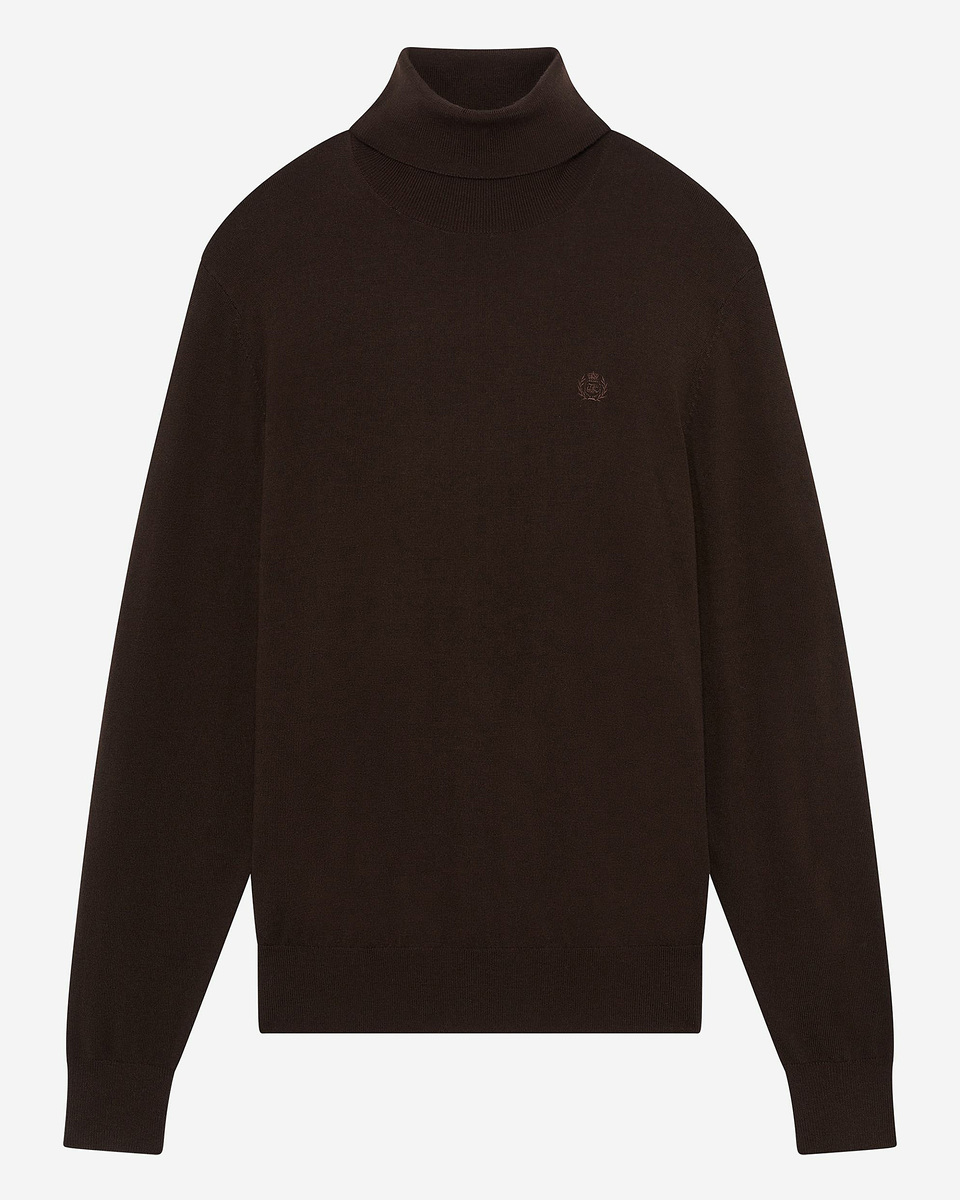 Brown merino wool turtleneck sweater