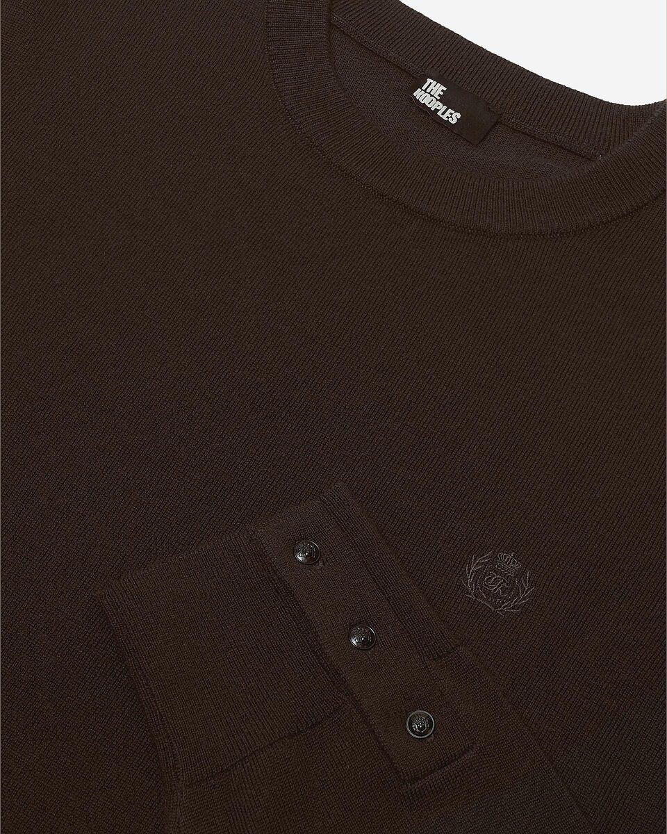 Brown merino wool round-neck sweater