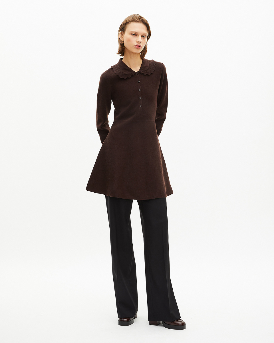 Short brown knit dress