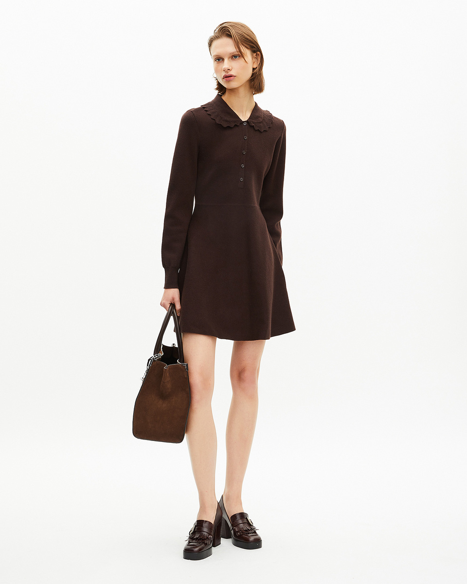 Short brown knit dress