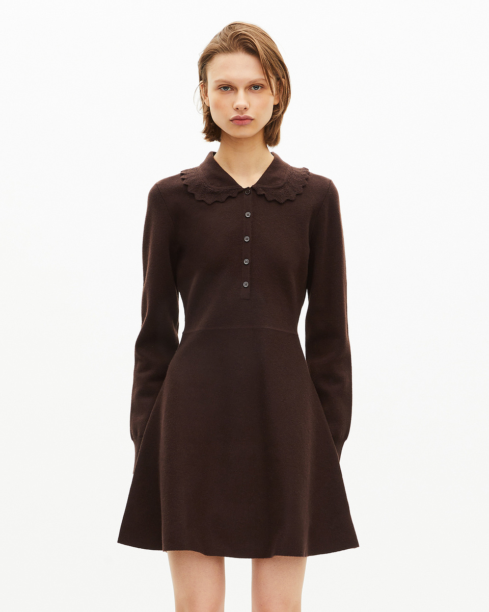 Short brown knit dress
