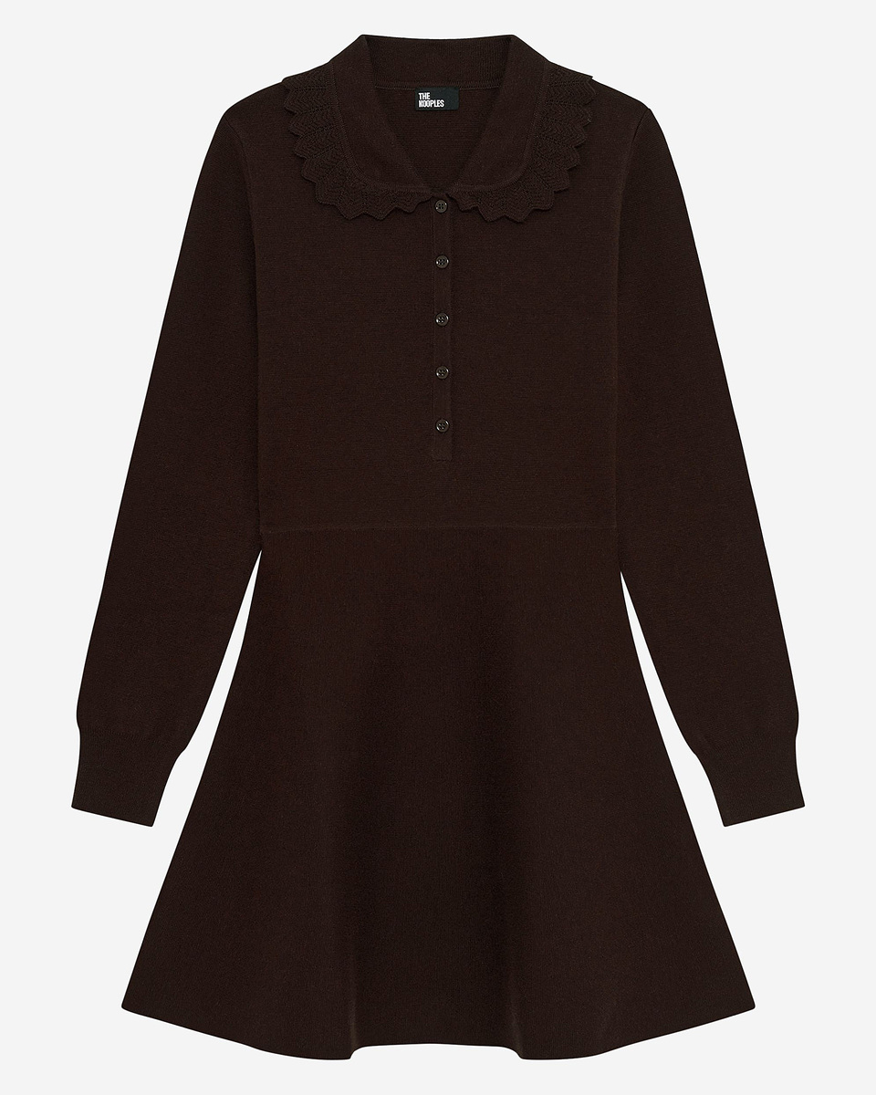 Short brown knit dress