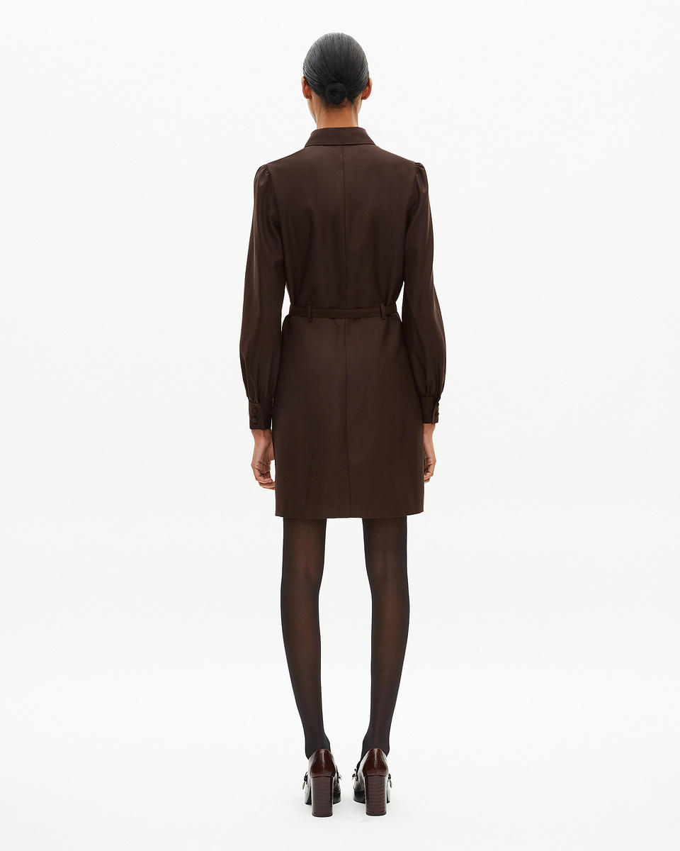 Short dress in brown wool