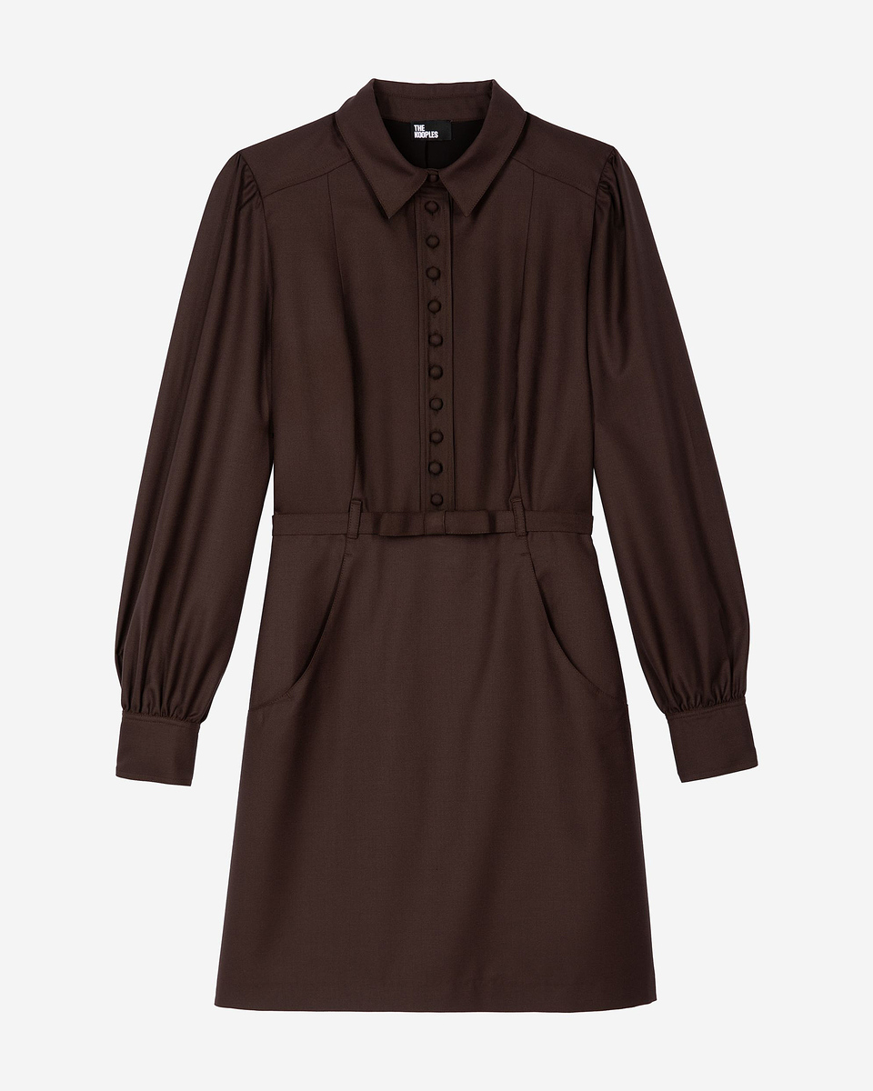 Short dress in brown wool