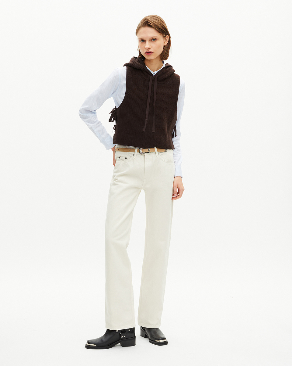 Brown wool and cotton sleeveless sweater