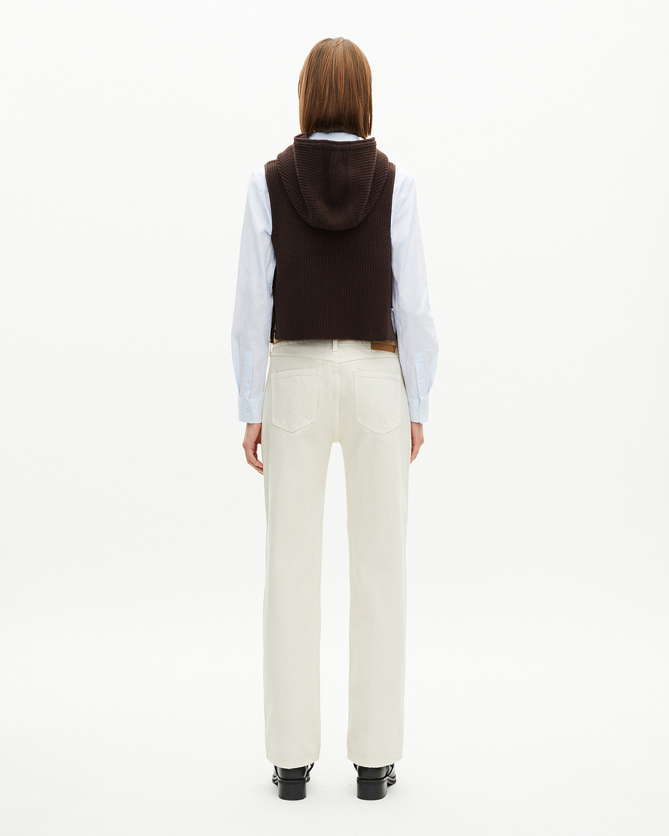 Brown wool and cotton sleeveless sweater