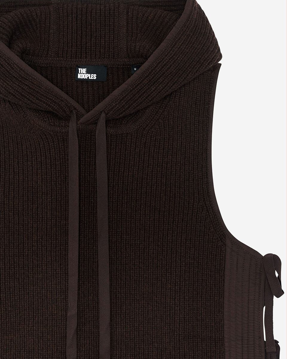 Brown wool and cotton sleeveless sweater
