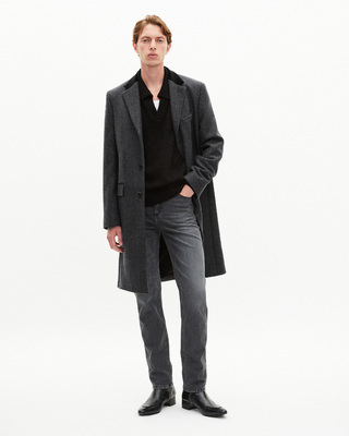 Long coat in anthracite grey wool