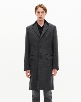 Long coat in anthracite grey wool