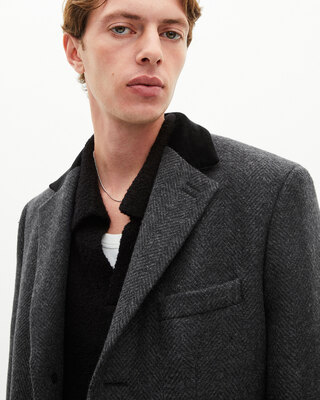 Long coat in anthracite grey wool
