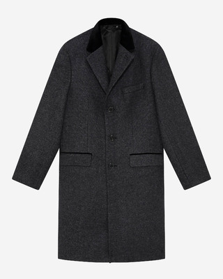 Long coat in anthracite grey wool