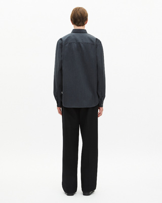 Dark gray wool blend shirt with tie