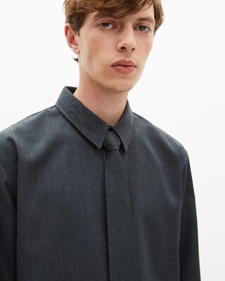 Dark gray wool blend shirt with tie
