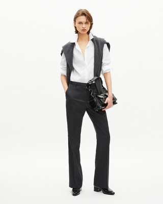 Dark gray wool straight pants