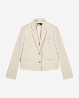 Short suit jacket in beige linen and cotton
